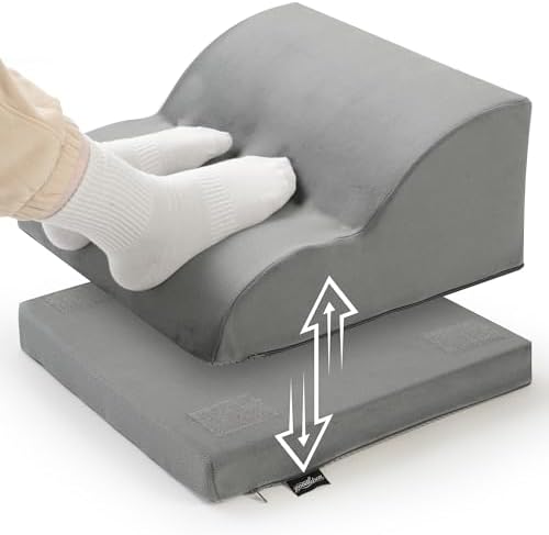 Foot Rest Under Desk for Office, Ergonomic Adjustable Footrest with Washable Cover, Soft Desk Foot Stool for Home Office, Work, Gaming, Long Sitting, Gray by Unknown
