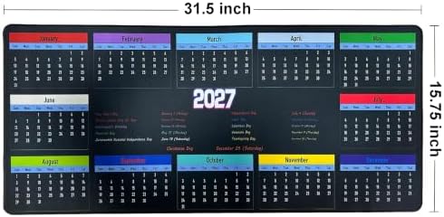 Large Gaming Mouse Pad for Desk 2027 Calendar Pad with Holidays - Image 2