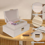 Decorative Storage Box Set of 2, PU Leather Organizer for Home Decor Beige - Image 4