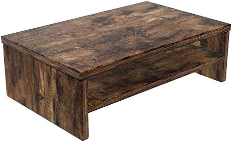 Bestier Wood Monitor Stand Riser with 2-Tier Storage Organizer for Laptop, Projector, Printer, Small TV - Rustic Brown, 15.7 Inch 2 Tier by Bestier