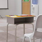 Flash Furniture Metal Student Desk, Maple/Silver - Image 6
