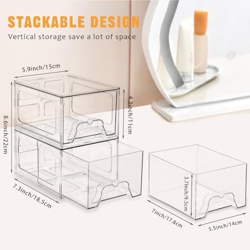 6 Pack Stackable Storage Drawers,Makeup Organizer with Pull-out Drawer - Image 2