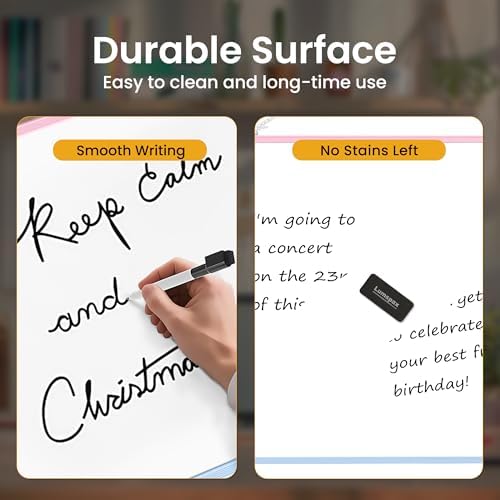 Dry Erase Board for Wall, 24" x 18" Double-Sided Hanging Magnetic Whiteboard with 6 Markers, 6 Magnets and 3 Mini Sticky Notes, Large White Board for School, Home, Office, Colorful Frame - Image 6