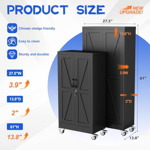 GAIOUS 61" Tall Metal Storage Cabinet with Lock and Wheels, File Cabinet - Image 2