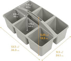 ECR4Kids 6-Compartment Large Plastic Caddy, Multipurpose Organization, Grey, 6-Pack - Image 2