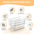20PCS Clear Drawer Organizer Set, Expandable Acrylic Vanity Storage Bins, 2 Sizes Adjustable Plastic Junk Drawer Dividers, BPA-Free Non-Slip Stackable Organizers for Makeup, Bedroom, Office & Tools - Image 2