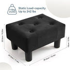 Poofzy Small Foot Stool Ottoman, Velvet Ottoman Foot Rest with Legs, Rectangle Foot Rest for Couch, Footstools and Ottomans Small for Living Room and Entryway (Black) - Image 3