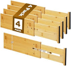 DoubleFill 4 Pcs 6 Inch High Drawer Dividers 15"-22" Adjustable, Wood Color by DoubleFill