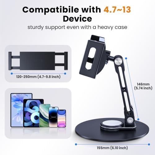 CreaDream iPad Stand, Aluminum Tablet Holder Swivel Stand for Desktop - Image 4