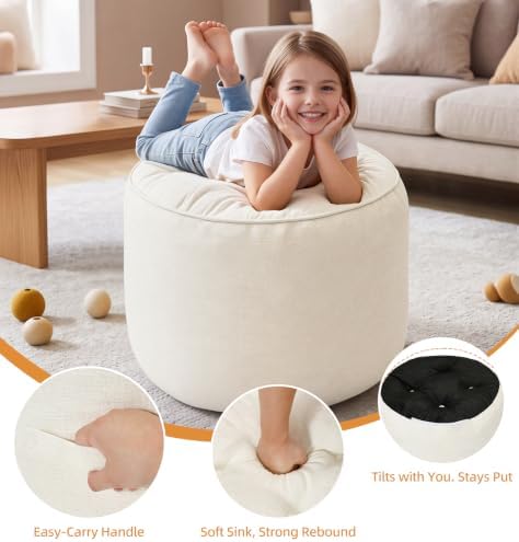 Hobestluk Round Oversized Ottoman Foot Leg Rest Under Desk for Couch - Image 5