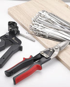 Metal Zip Ties Tool kit. Stainless Steel Cable Tie Tensioner, 100PCS 11.8" Metal Zip Ties Heavy-Duty & 10" Aviation Tin Snips – for Fence, Pipe, Outdoor and Repairs.(100pcs+Tool+Snips, SILVER) - Image 2