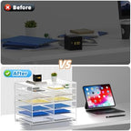 Lavatino 12 Compartments Paper Organizer for Desk, Mesh Literature Organizer, Mail File Sorter Tray with Handle, Desktop Mailbox for Office Classroom Home - White - Image 5