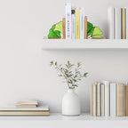 Maitys Ginkgo Leaves Bookends Oak Base, Green for Desk Shelves - Image 4