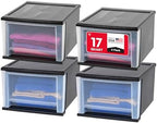 IRIS USA 4-Pack, 17 Qt. Medium Stacking Drawer Storage Organizer, Black by IRISUSA