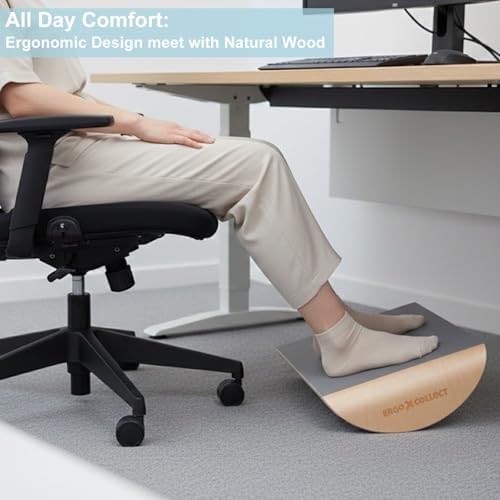 Wood Under Desk Footrest, Ergonomic Rocking Foot Rest, Non-Slip Curved Base - Image 6
