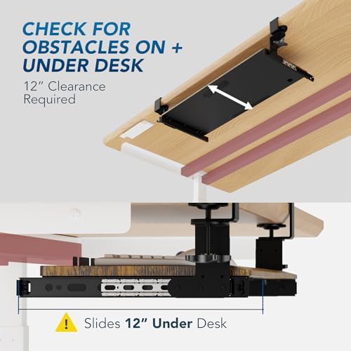 AX WABER Keyboard Tray Under Desk Pull Out with Extra Sturdy C Clamp Mount System, 27.3 (32.5 inch Including Clamps) x 11 Inch Slide-Out Platform Computer Drawer for Typing Vintage AX01WG02 - Image 6