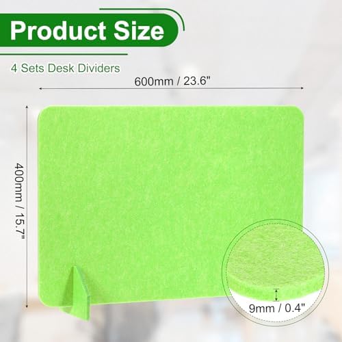 PATIKIL Desk Divider, 4 Set 24 x 16 Inch Acoustic Freestanding Desk Divider Desk Privacy Panel with 8 Pcs Support Feet for Library Office Workstation,Green - Image 2