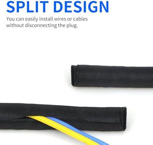 Split Wire Loom, 20ft Automotive Cable Protector Sleeve, Flexible Braided Cable Sleeves High Temperature Cable Management (Black, 1") - Image 3