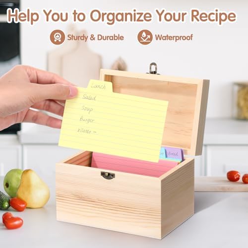 4 Pcs Wooden Index Card Holder 3x5 Notecard Recipe Box - Image 5