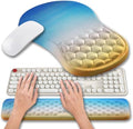 Hokafenle 2 in 1 Ergonomic Mouse Pad Wrist Support & Wrist Rest for Computer Keyboard Set, with Relieve Carpal Tunnel Pain Massage Bulge and Full Memory Gel Design (2In1 Set, Morning Sky) by Hokafenle