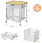 Tiaoheka Rolling File Cabinet Cart, Printer Stand with Storage Drawer, Mobile Filing Cabinet on Lockable Wheel, Hanging File Folder Organizer Beside Under Desk for Office Home, White (Patent Pending) - Image 3