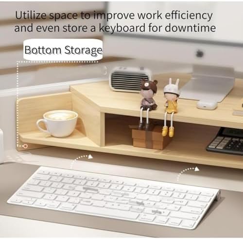 2-Tier Extended Triangle Monitor Stand Riser with Cup Holder & Pegboard Laptop Riser,Wood Desktop Corner Shelf,Computer Laptop Desk Organizer Computer Stand,Space Saving Office Desk Storage Rack - Image 6