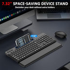Wireless Keyboard and Mouse Combo,Soft Wrist Rest,Phone Holder(Black) - Image 4
