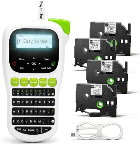 Label Maker, Label Maker Machine with 4 Tapes, Portable Keyboard Labeler by Vixic