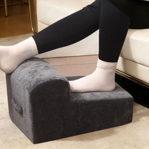 Modern Foam Filled Foot Stool, Soft Lightweight Pouf Ottoman Floor Rest for Living Room, Bedroom, Office Desk, Small Spaces（Gray） by Officechairscarseatcushio