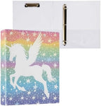 JIPONI 3 Ring Binder Winged Unicorn and Stars 1 Inch Round Binders for Men Women Students, Cute File Organizer for Office School, 1pc by JIPONI