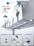 NODOCA No Drill Under Desk Cable Management Tray, 17'' Wire Management, Punch-Free Clamp on, Metal Cable Tray, Wire Organizer Under Desk, Under Desk Basket for Office and Home, White(2 Packs) - Image 4
