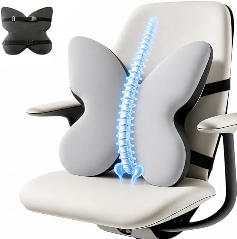 Memory Foam Lumbar Support Pillow,Back Support for Office Chair,Back Pillow for Chair,Ergonomic Lower Back Cushion for Desk Chair,Computer Chair,Gaming Chair and Car Seat,Washable Cover(Gray) by FoKon