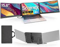 15.6" Laptop Screen Extender, Ultra-Slim Triple Laptop Monitor, FHD 1080P IPS Portable Screen, One-Cable Plug & Play for 13-17.3" Laptops, Compatible with Windows/Mac/Android/Switch by Screnex