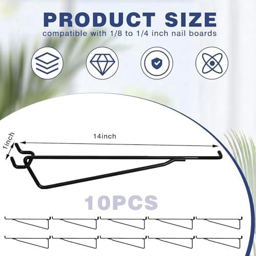 Shimeyao 10 Pcs 14 Inch Pegboard Shelf Brackets, Black - Image 2