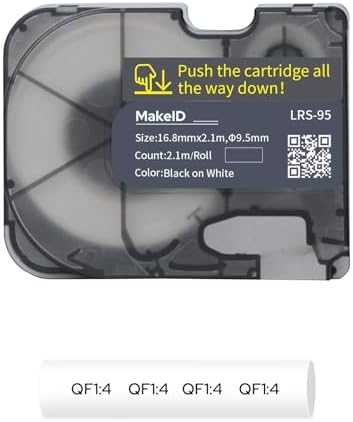 MakeID P31S Heat Shrink Wire and Cable Labels with Ribbon Label Maker – 3:1 Shrink Ratio, Cable Marking in Electrical, Automotive, and Industrial Environments, 0.66" Dia, Black on White by MakeID