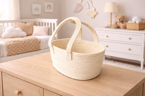 Diaper Caddy Organizer, Baby Nursery Storage Basket, Cotton Rope Baby Organizer for Diapers, Wipes, Toys & Essentials, Portable Changing Table Caddy by SDFUMAO