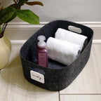 Welaxy Large Felt Storage Basket with Handles Charcoal Open Bin for Shelves - Image 2