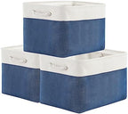 TheWarmHome Organization and Storage for Organizing - 3 Pack 16x12x12 inch Cube Storage Bin for Shelves, Fabric Storage Cubes for Closet Cloth Organizer Gift Toy (White & Jean Blue) by TheWarmHome