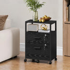 DEVAISE 2 Drawer File Cabinet with Lock, Wood Printer Stand, Black - Image 2