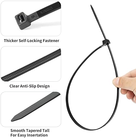 XINGO 60 Inch Black Large Zip Ties Heavy Duty 120 Pack, 200 LBS Ultra Strong Plastic Wire Ties, Large Cable Ties Extra Long Tie Wraps, Indoor and Outdoor UV Resistant - Image 5