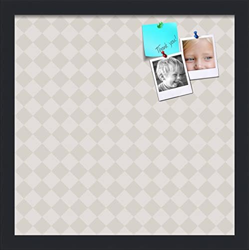 PinPix 15x15 inch Cork Bulletin Board. This Decorative Framed Pin Board Comes with Diamond Pattern in Shades of Grey Design and Satin Black. Ideal for Home, Office Decor or School (PinPix-373) by PinPixBulletinBoards