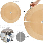 CENNBIE 42 Inches Round Table Pad- Cork & Leather Table Mat(Blue) - Image 4