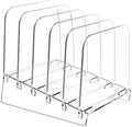 File Holder File Sorter, Vertical File Organizer for Desk, Desk Top File Folder Organizer Stand, Acrylic File Rack File Folder Holder, 5 Sections Clear File Stand for Office, School, Home by POCFOINY