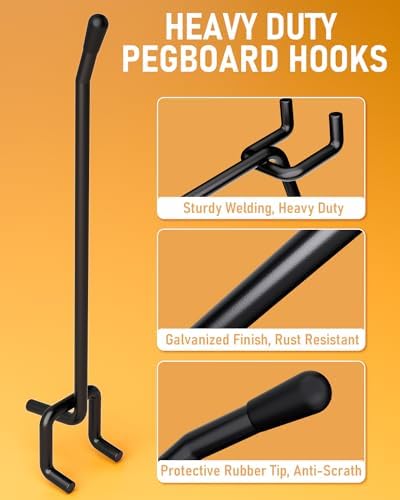 INCLY 120 Pack 2/4/6 Inch Black Pegboard Hooks, 1/4" Heavy Duty - Image 5