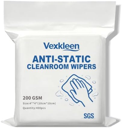 4" x 4" Anti-Static & Microfiber Wipes (100 Pcs, 200GSM) by PrecisionCleanroomSupplies