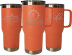 The Wedding Party Store Custom Personalized 20 oz Stainless Steel Powder Coated Vacuum Insulated Double Walled Travel Tumbler Coffee Mug with Handle and Lid (Coral) - Image 4