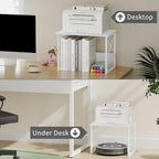 Printer Stand for Desk, Desktop Printer Stand Shelf Organzier for Home Office, for Above and Under Desk, Fax Machine Copier Scanner, White - Image 5