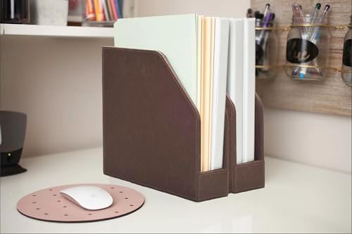 MobileVision Executive Brown Cloth Fabric Vertical File Holders - 2 Piece Combo - Image 2