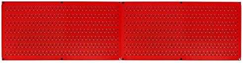 Wall Control Pegboard Rack Horizontal Metal Pegboard Garage Tool Storage Pack - Two 32-Inch Wide x 16-Inch Tall Easy To Install Peg Boards (Red) - Image 2