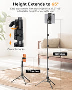 OMOTON 65" Tablet Floor Stand Tripod for iPad with Remote, 360°Phone Holder - Image 2